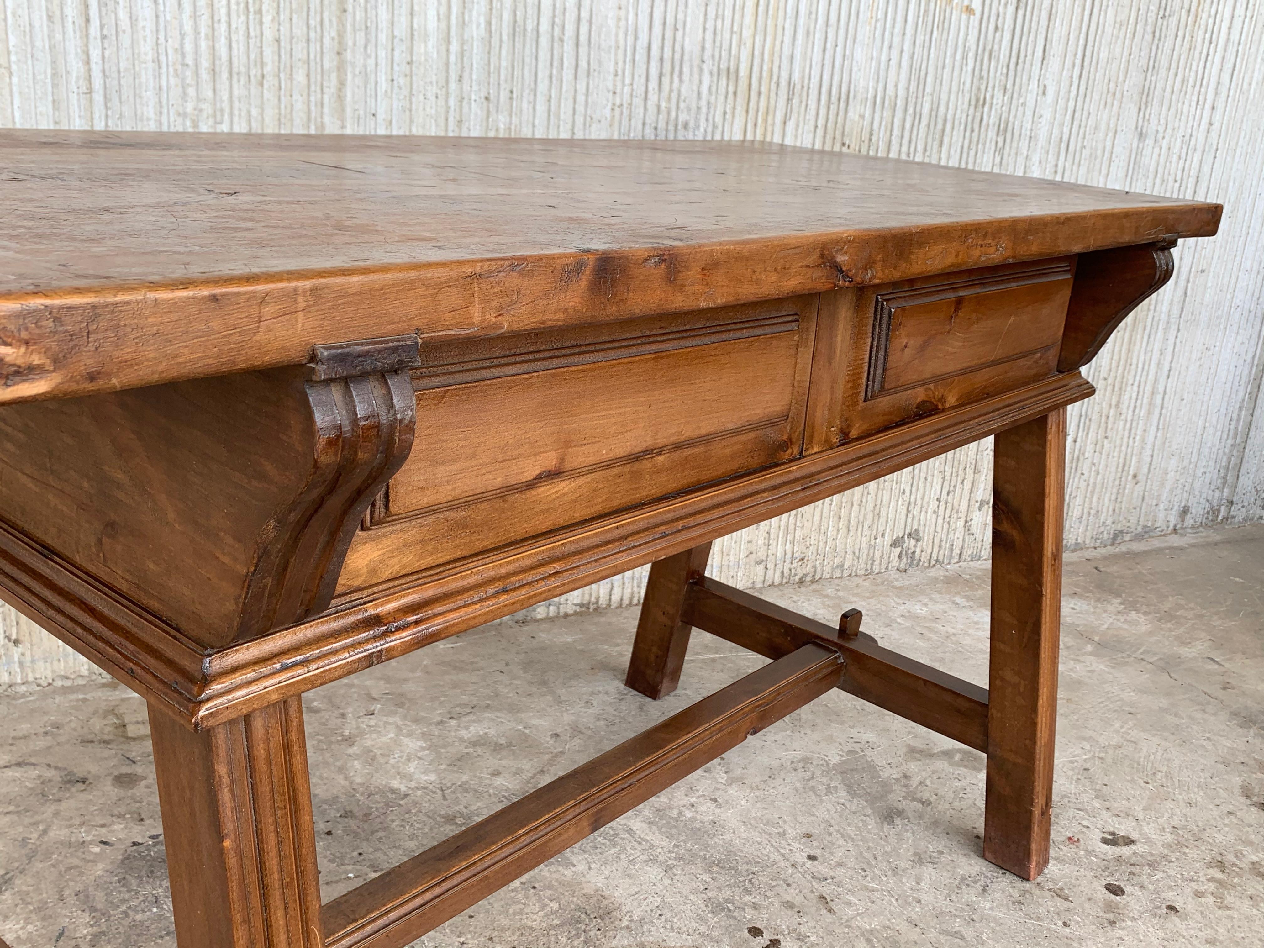 19th Century Solid Oak Baroque Trestle Desk Writing Table or Console For Sale 4