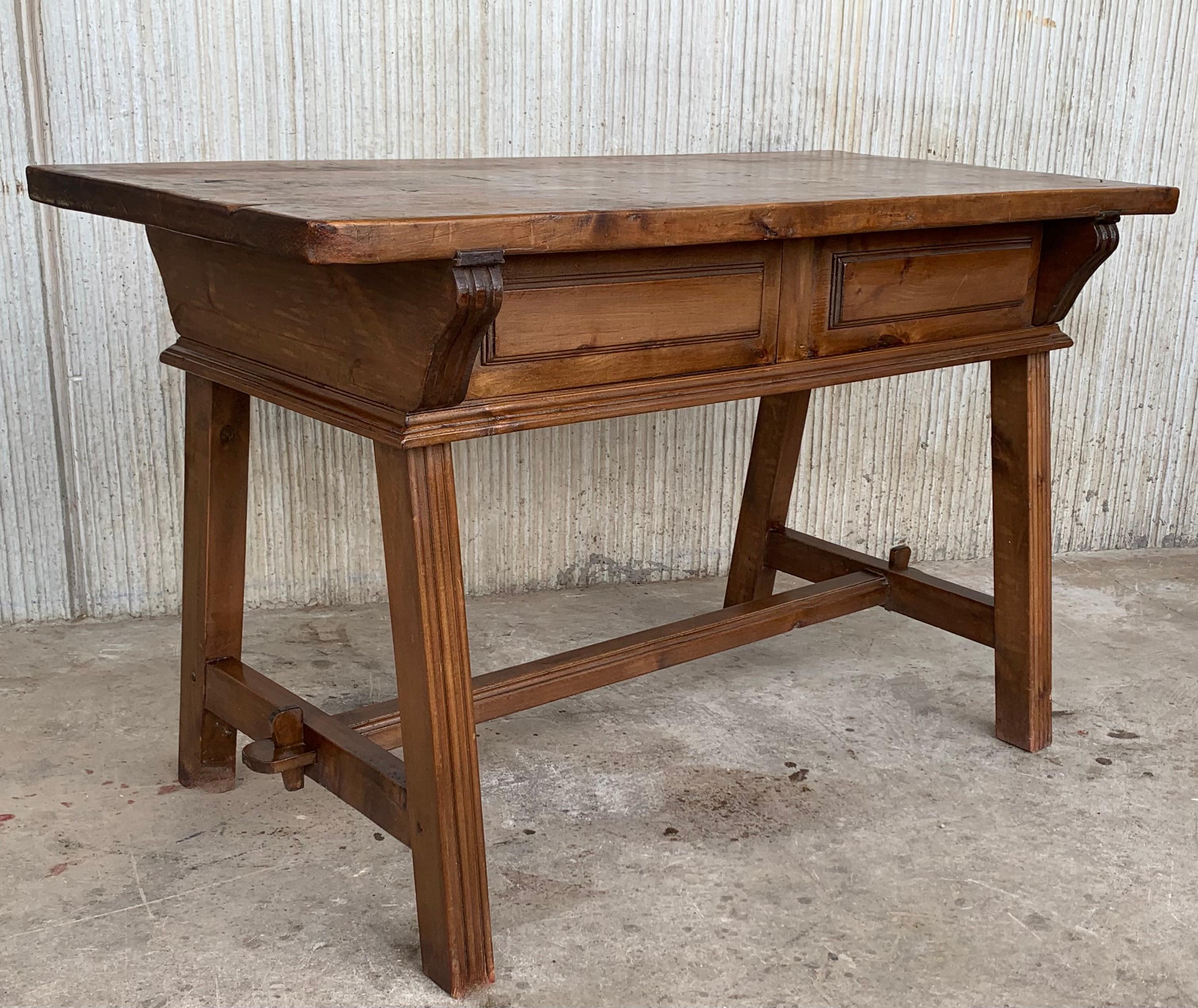 19th Century Solid Oak Baroque Trestle Desk Writing Table or Console For Sale 3