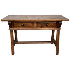 19th Century Solid Oak Baroque Trestle Desk Writing Table or Console