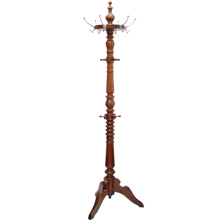 19th Century Solid Oak Clothes Tree at 1stDibs