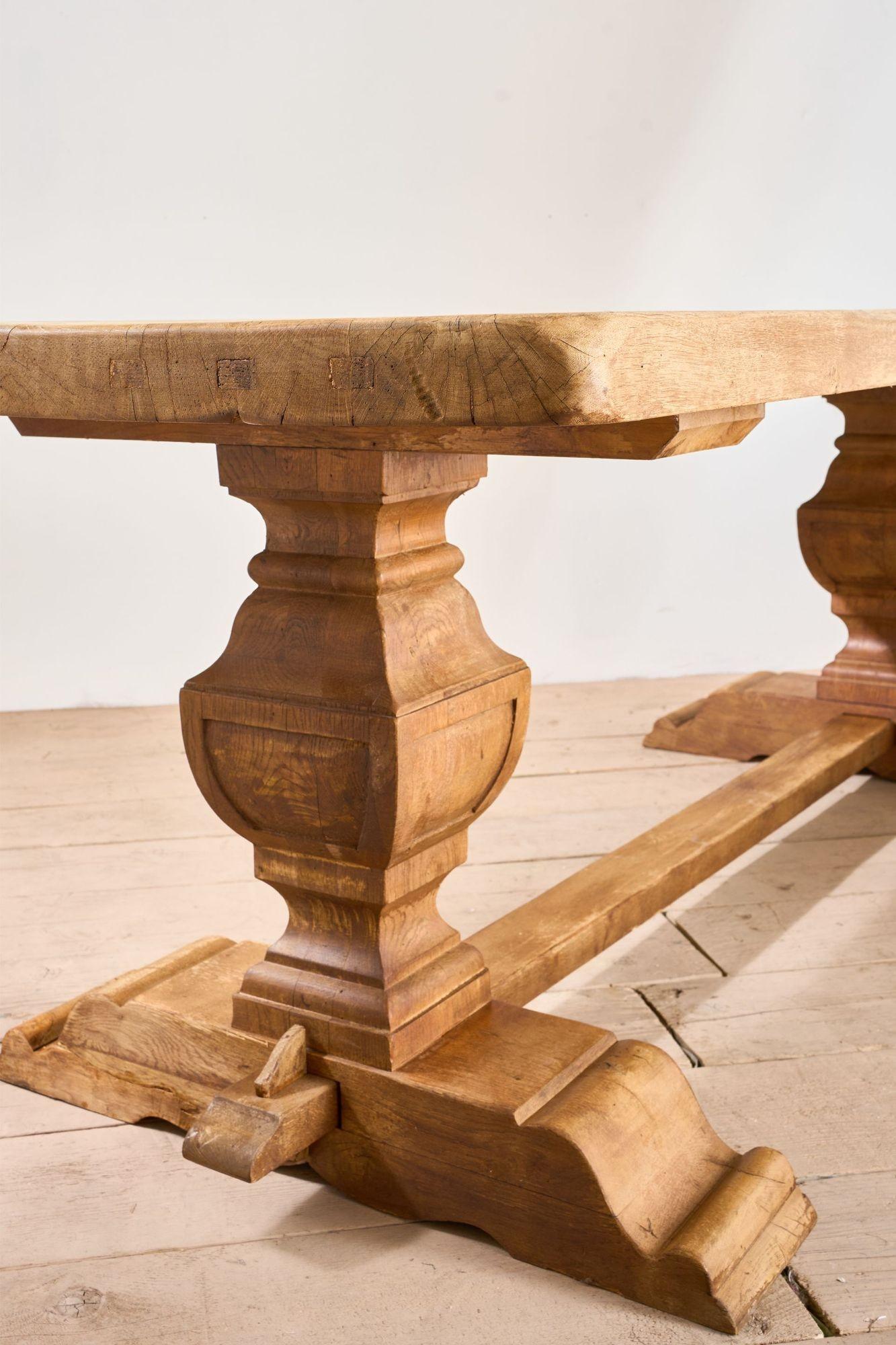 19th Century 19th century Solid oak dining table For Sale