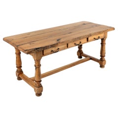 19th Century Solid Oak Dining Table with beautiful Patina