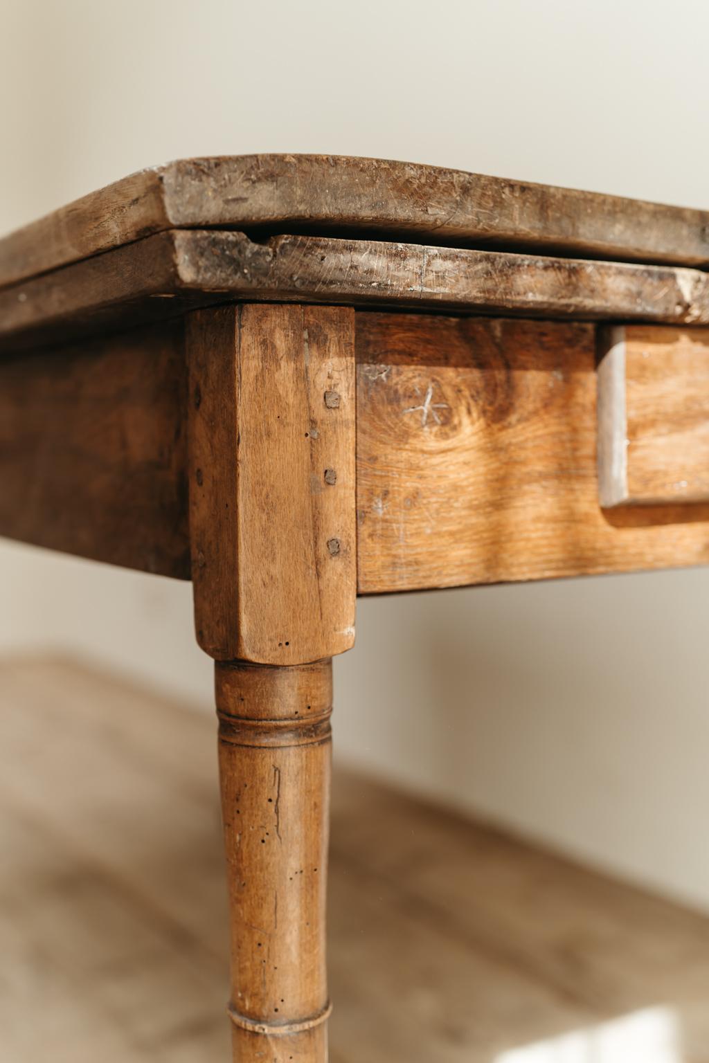 19th Century Solid Oak Farm Table For Sale 5