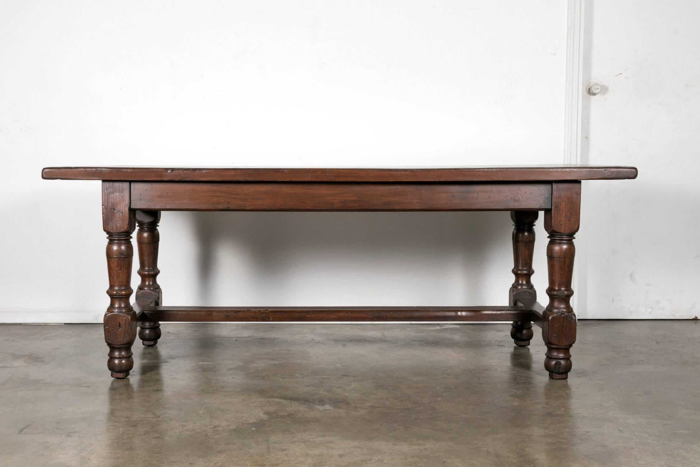 19th Century Solid Oak French Louis Philippe Farm Table In Excellent Condition In Birmingham, AL