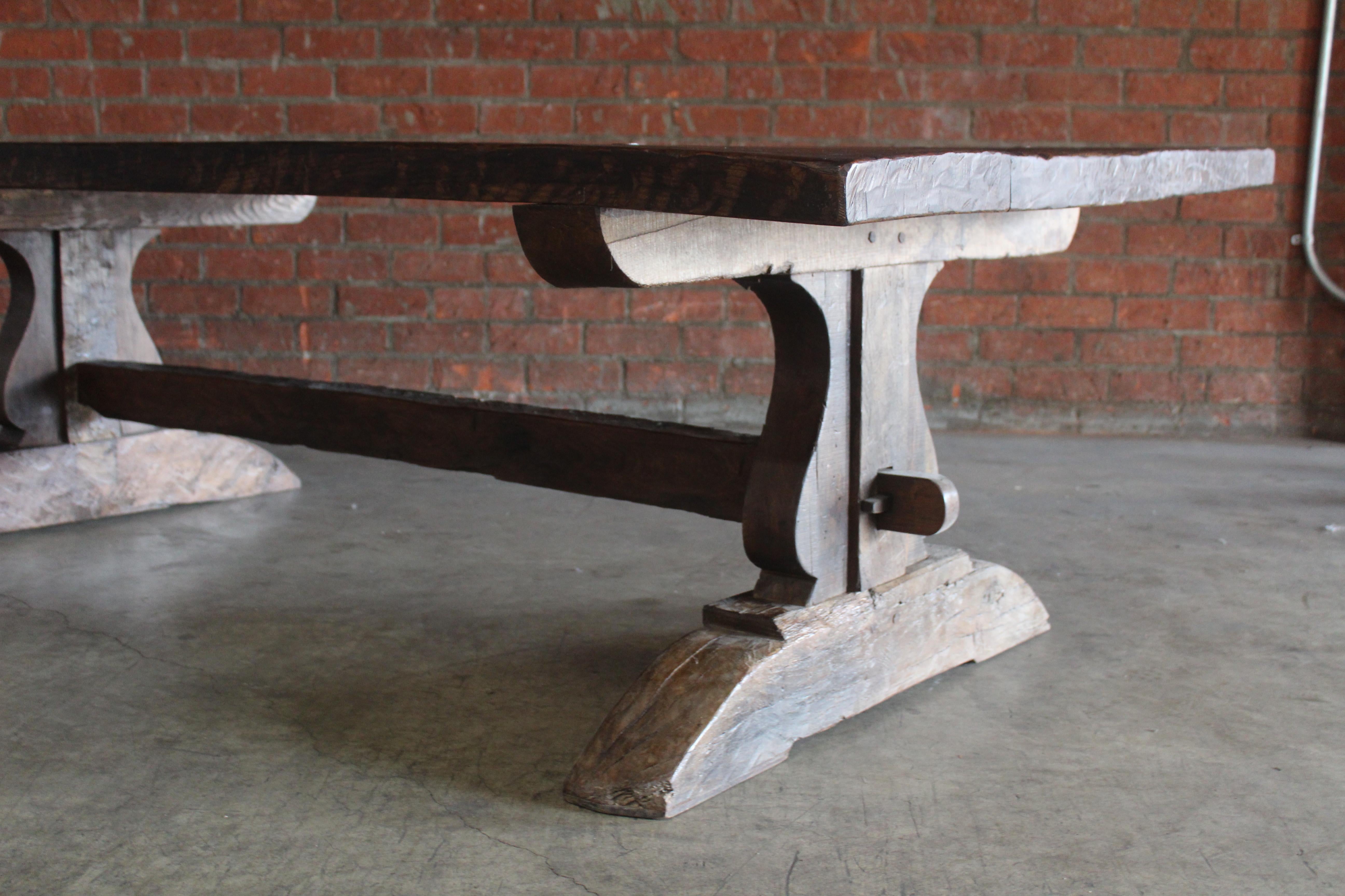 19th Century Solid Oak French Worktable For Sale 7