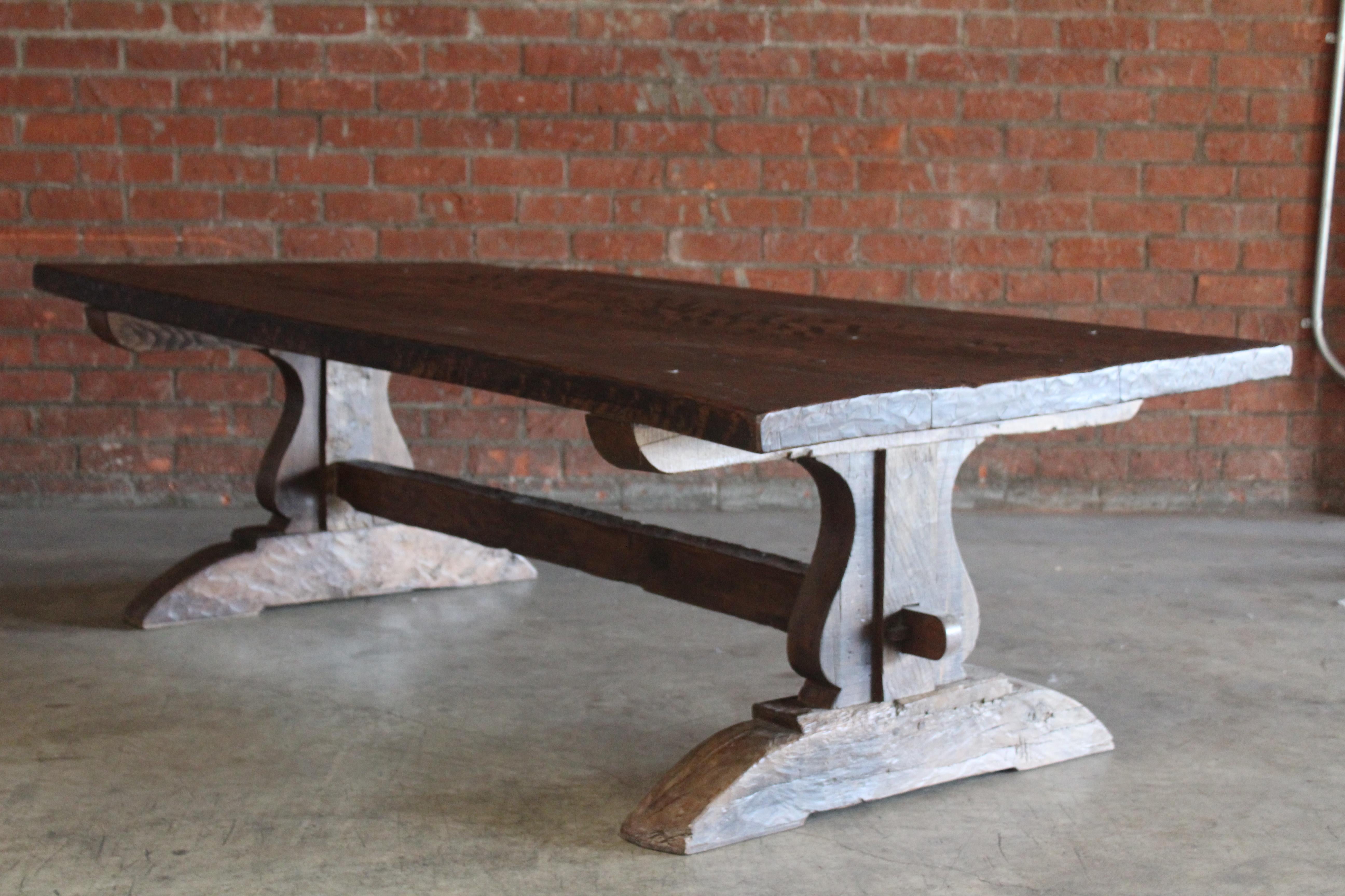 19th Century Solid Oak French Worktable For Sale 14