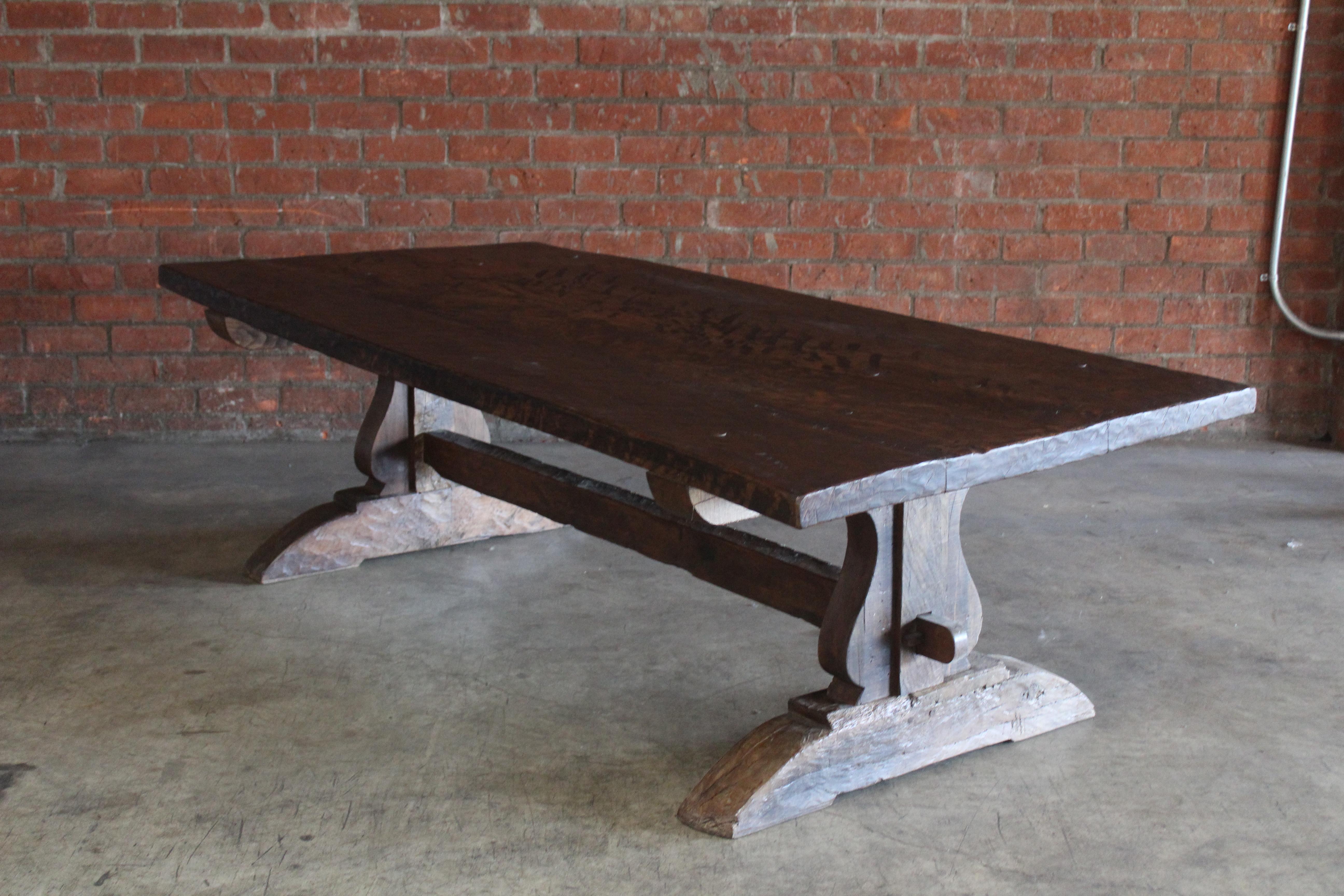 19th Century Solid Oak French Worktable For Sale 15