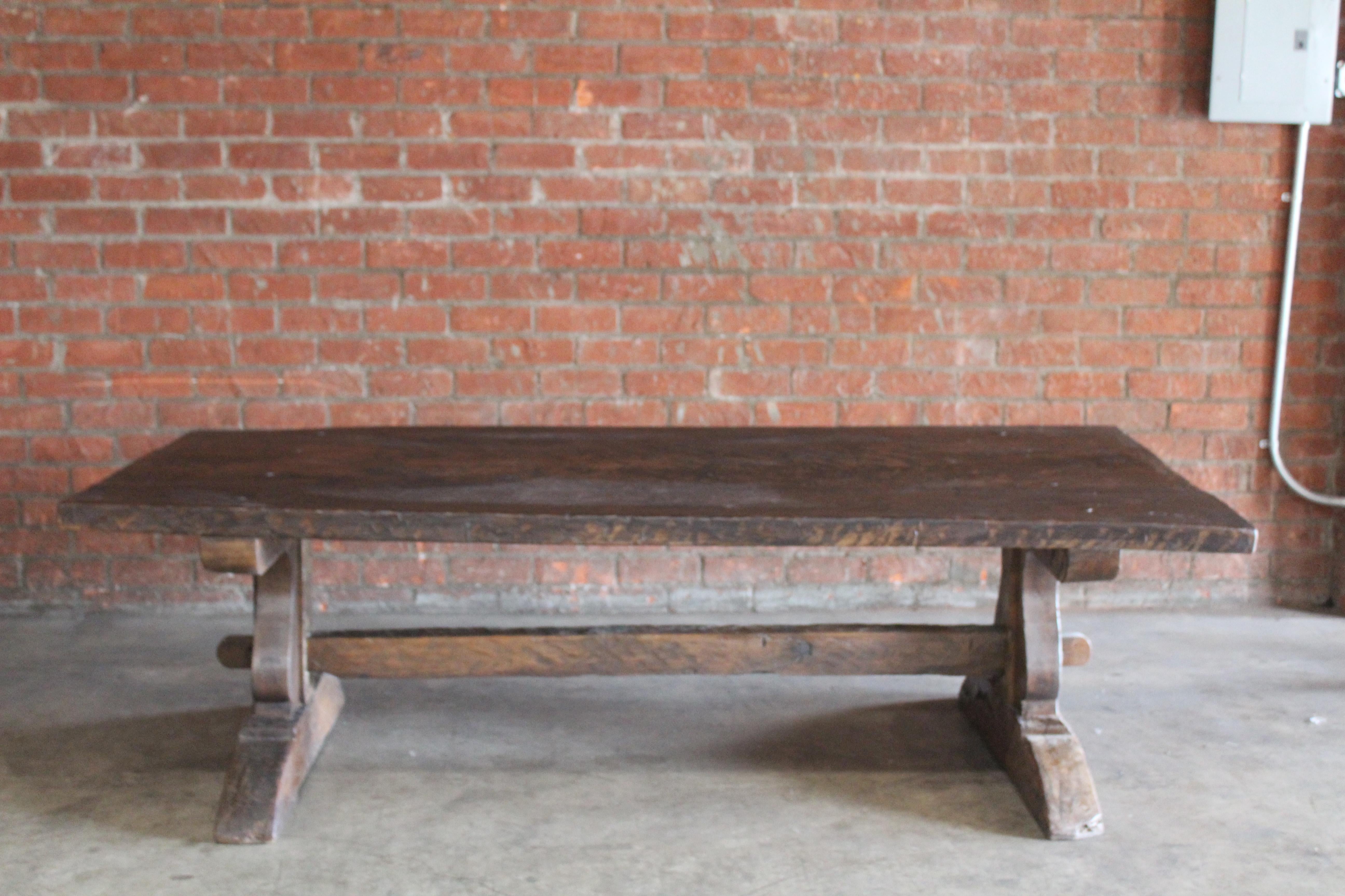 19th Century Solid Oak French Worktable In Good Condition For Sale In Los Angeles, CA
