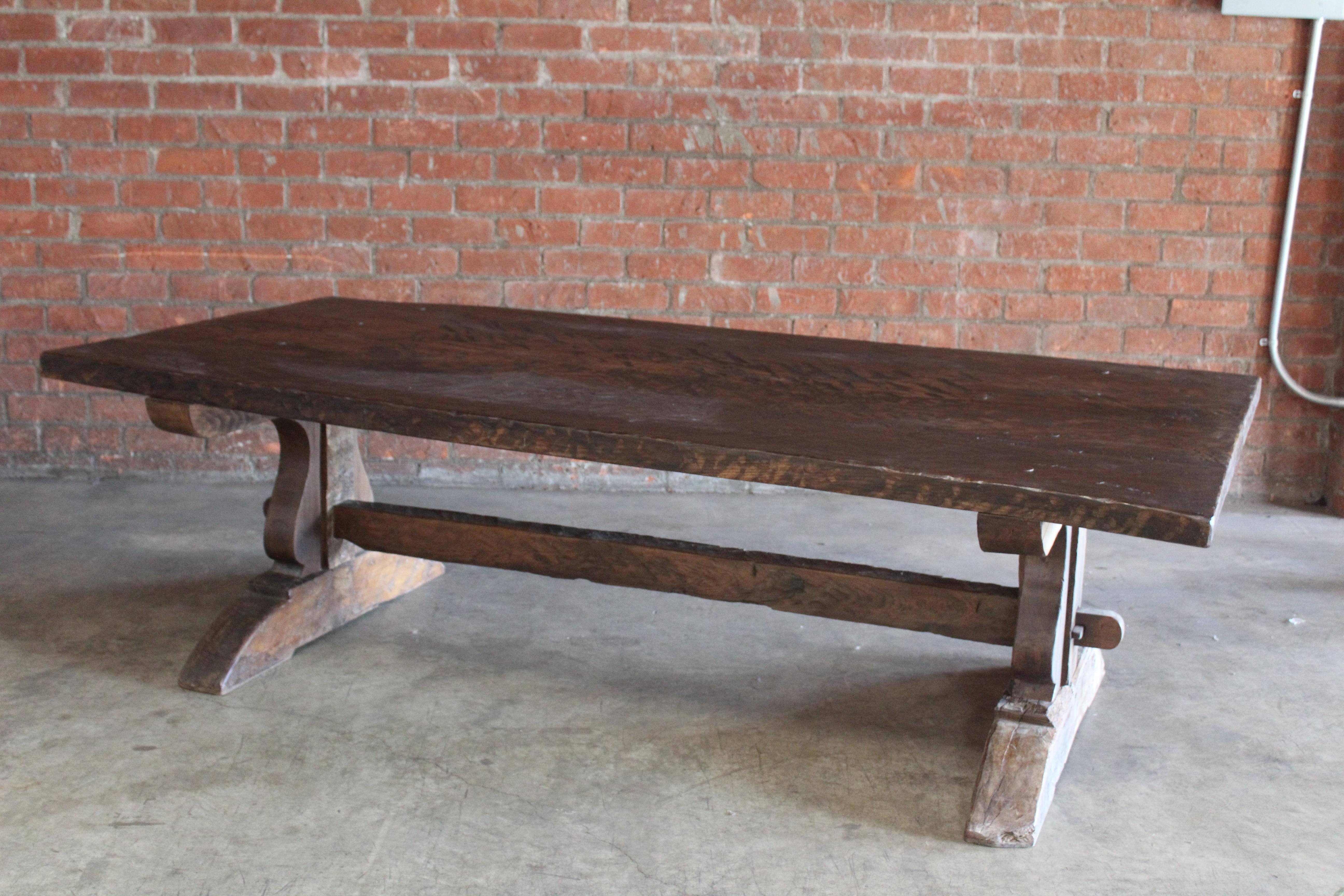 19th Century Solid Oak French Worktable For Sale 2