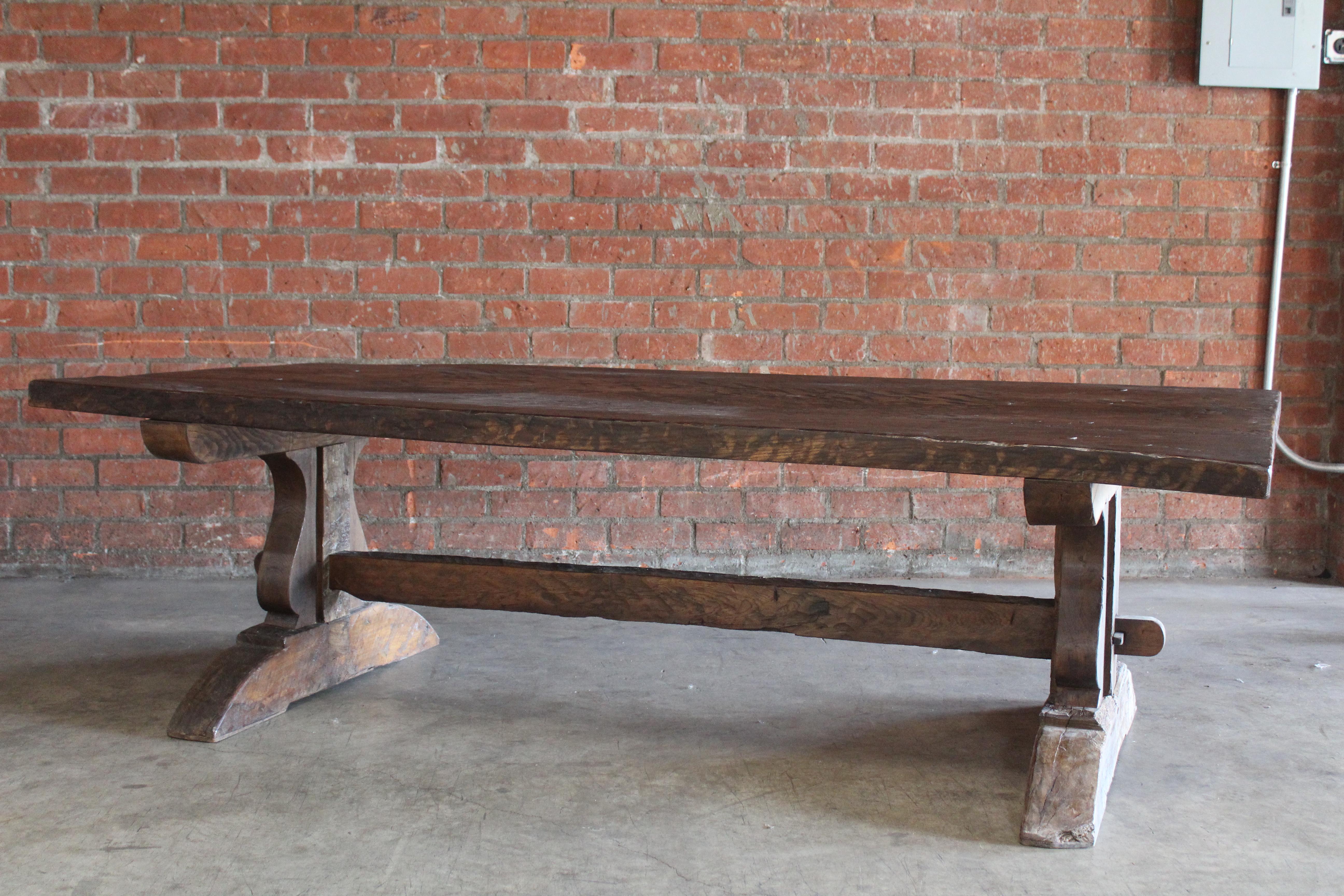 19th Century Solid Oak French Worktable For Sale 3