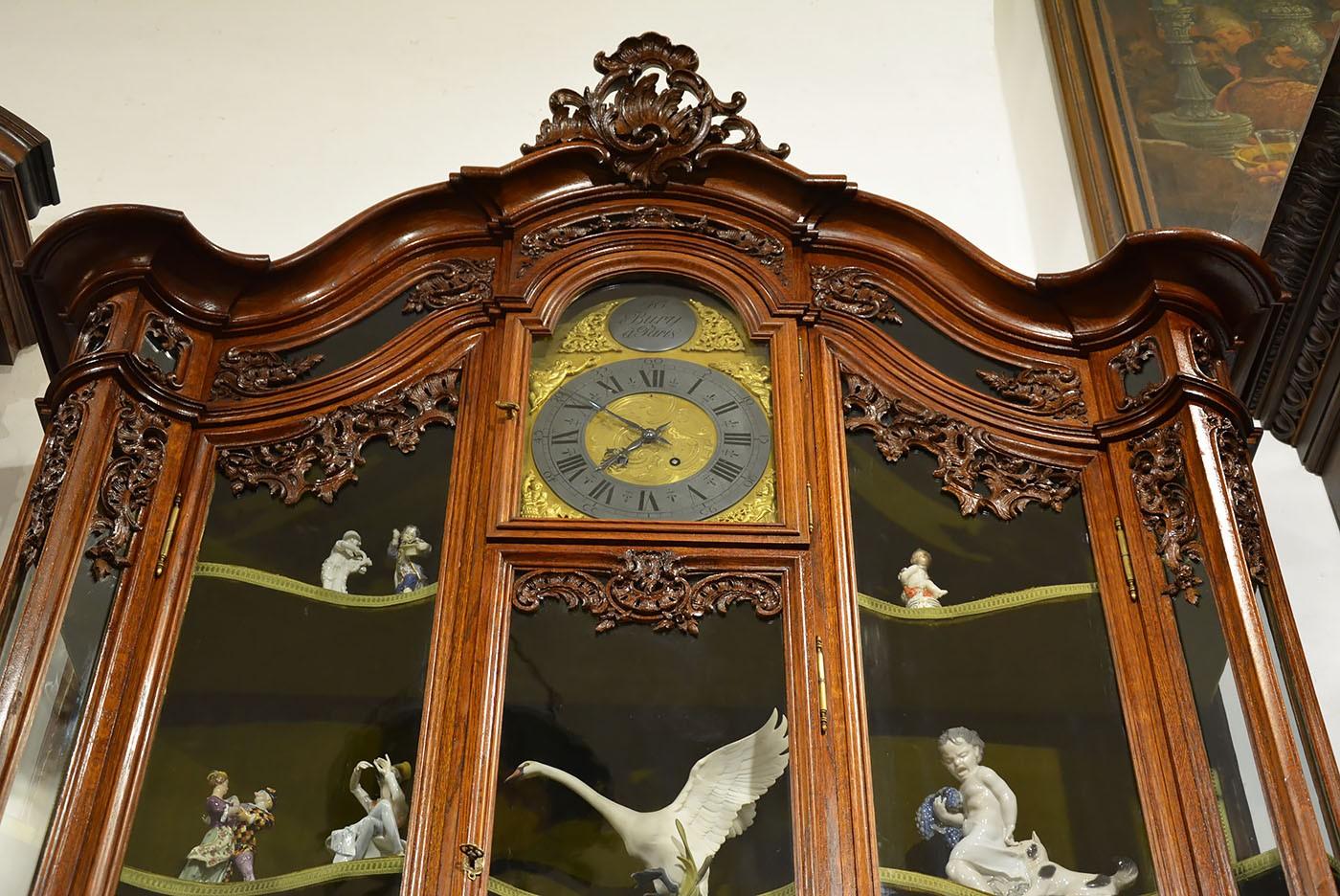19th Century Solid Oak Rococo Style Cupboard with H Bury A Paris Clock For Sale 7