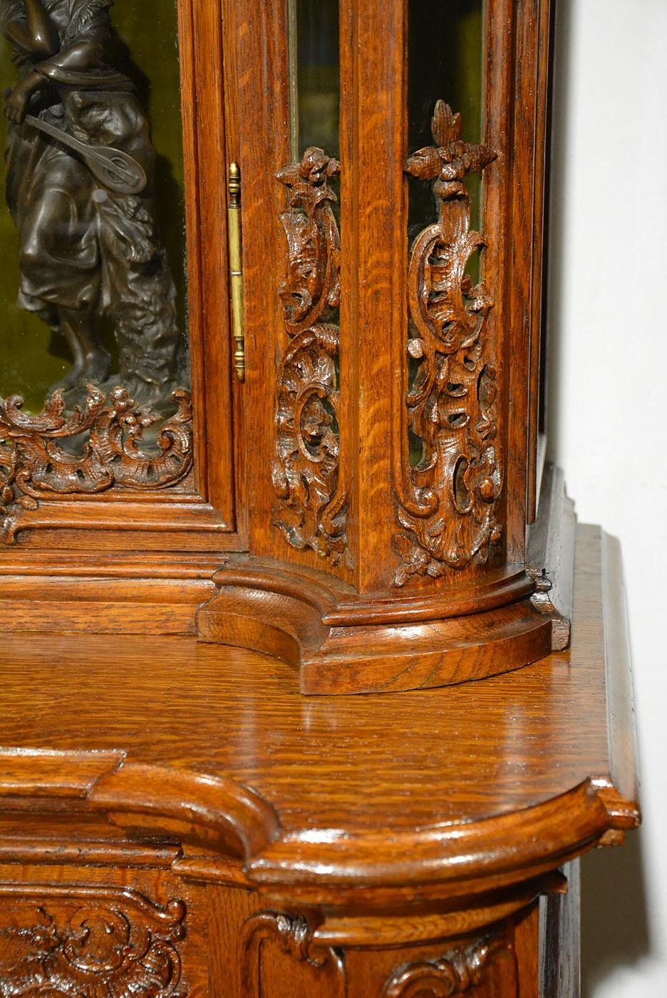 19th Century Solid Oak Rococo Style Cupboard with H Bury A Paris Clock For Sale 9