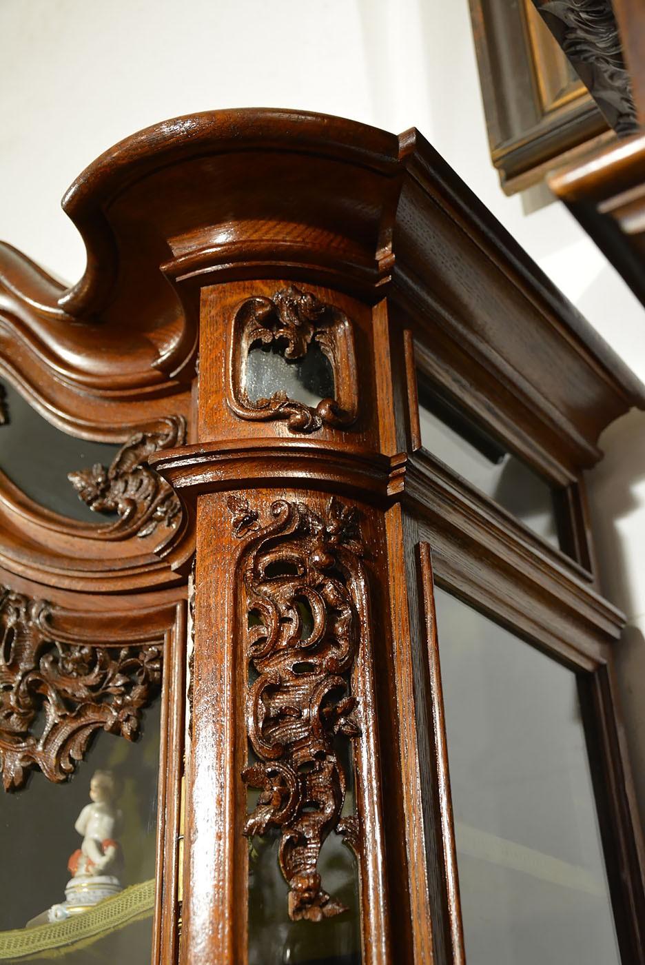 19th Century Solid Oak Rococo Style Cupboard with H Bury A Paris Clock For Sale 2