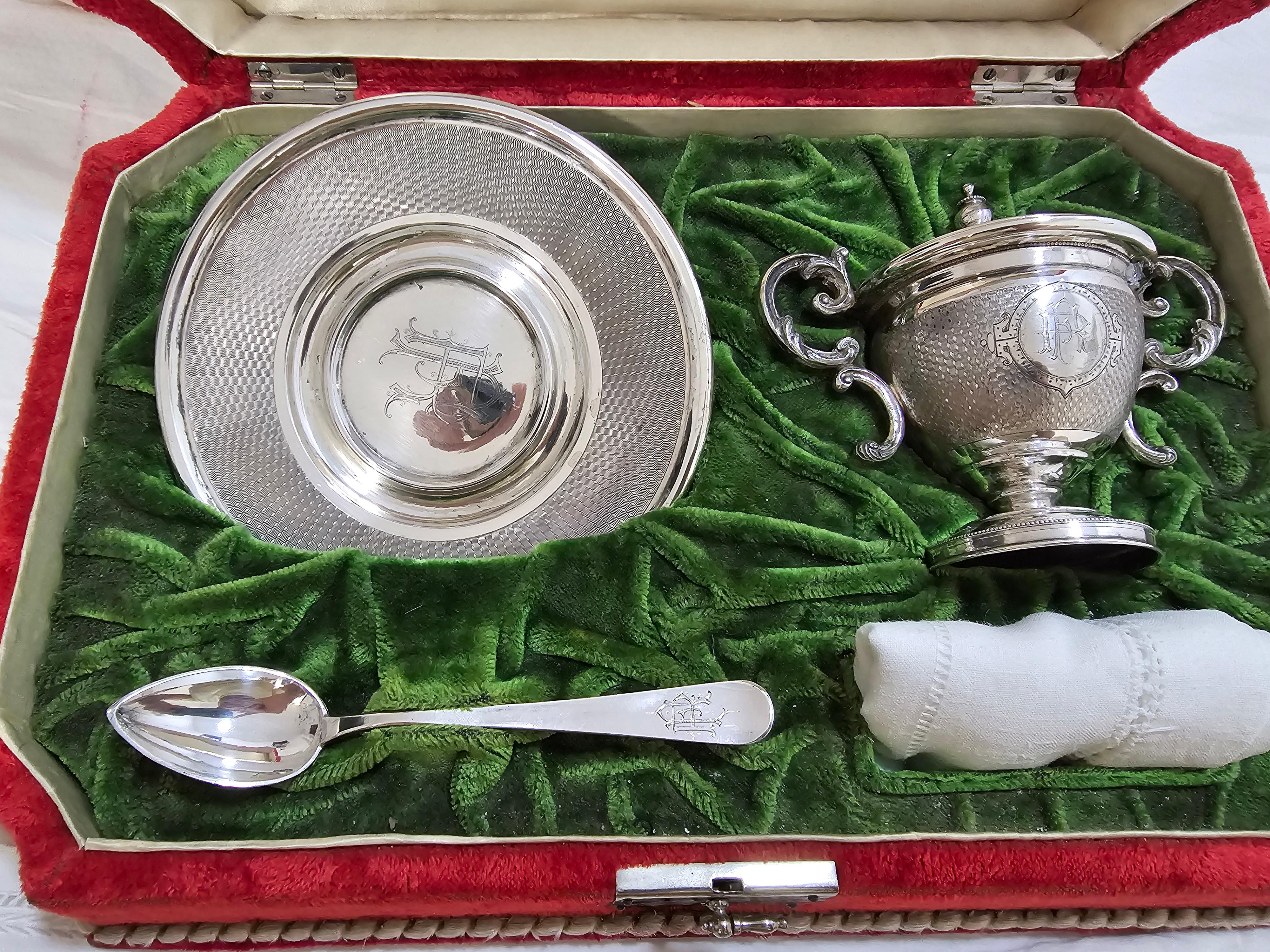 19th Century Solid Silver Baptismal Set For Sale 3