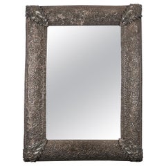 19th Century Solid Silver Mughal Indian Repoussé Mirror Frame