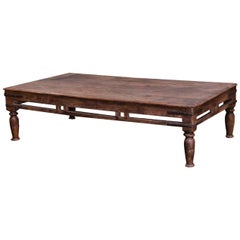 19th Century Solid Teak Wood Large Plantation Coffee Table from a Country Home
