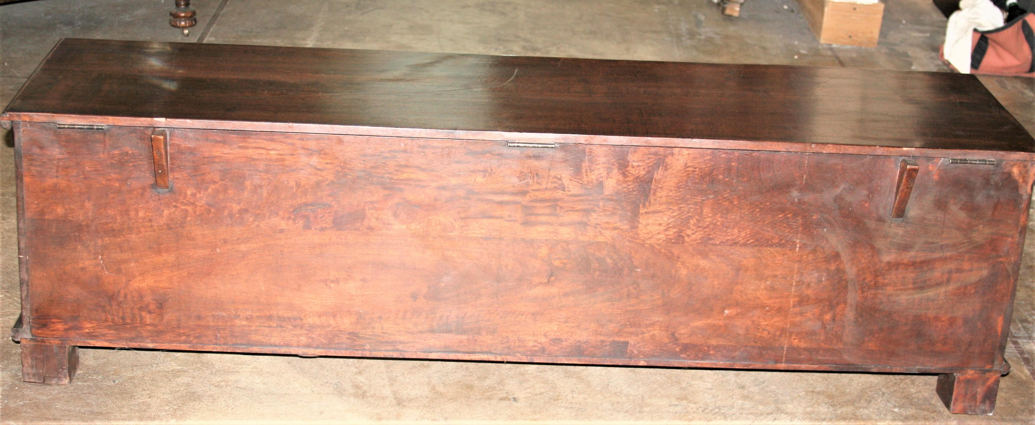 19th Century Solid Teak Wood Linen Chest Modified as Bench with Storage 4