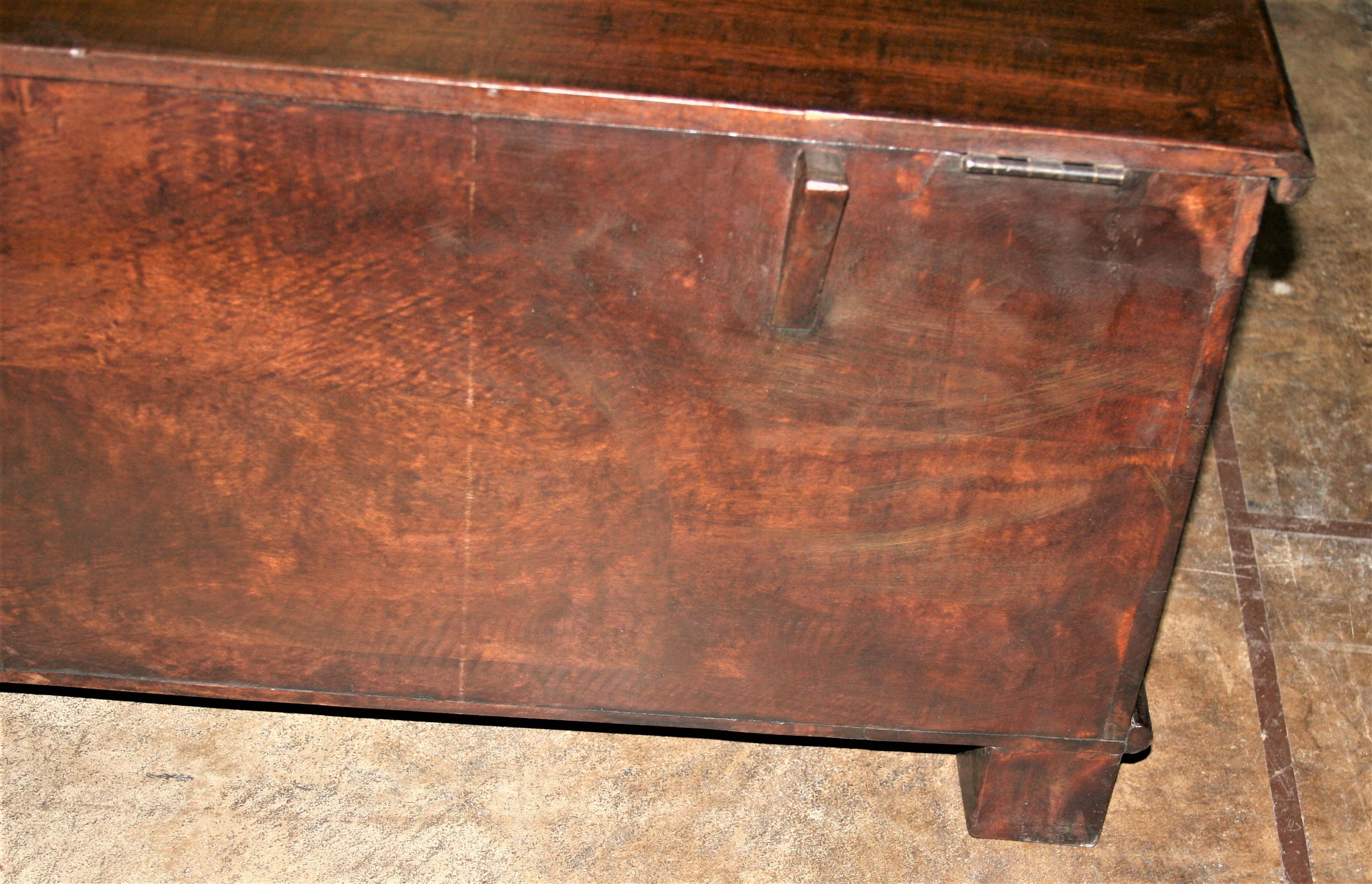 19th Century Solid Teak Wood Linen Chest Modified as Bench with Storage 5