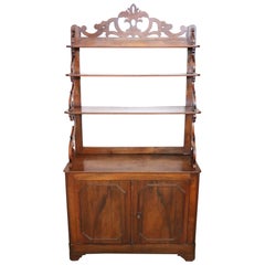 19th Century Solid Walnut Antique Buffet with Shelves