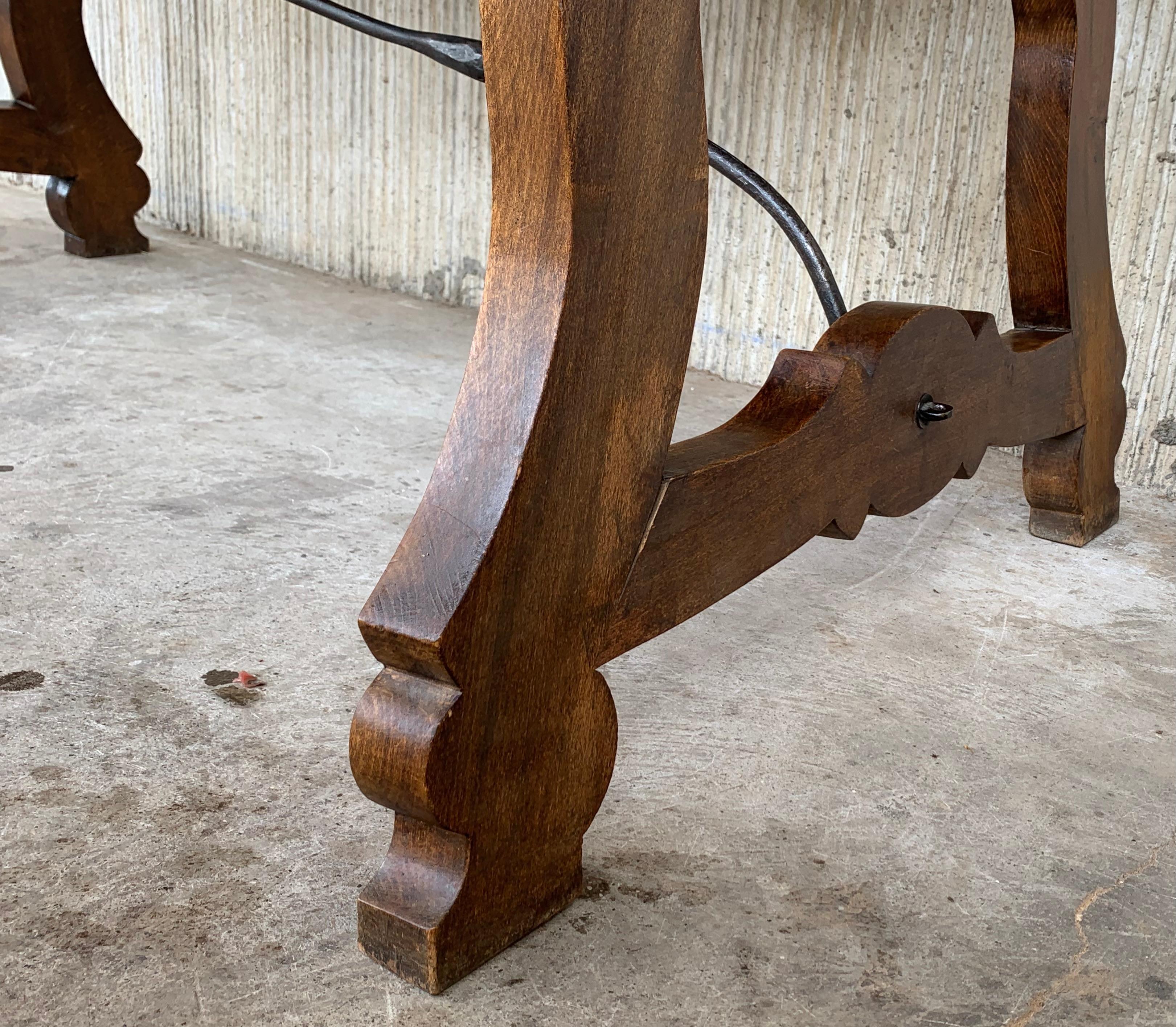 19th Century Solid Walnut Baroque Lyre-Leg Trestle Refectory Desk Writing Table 4