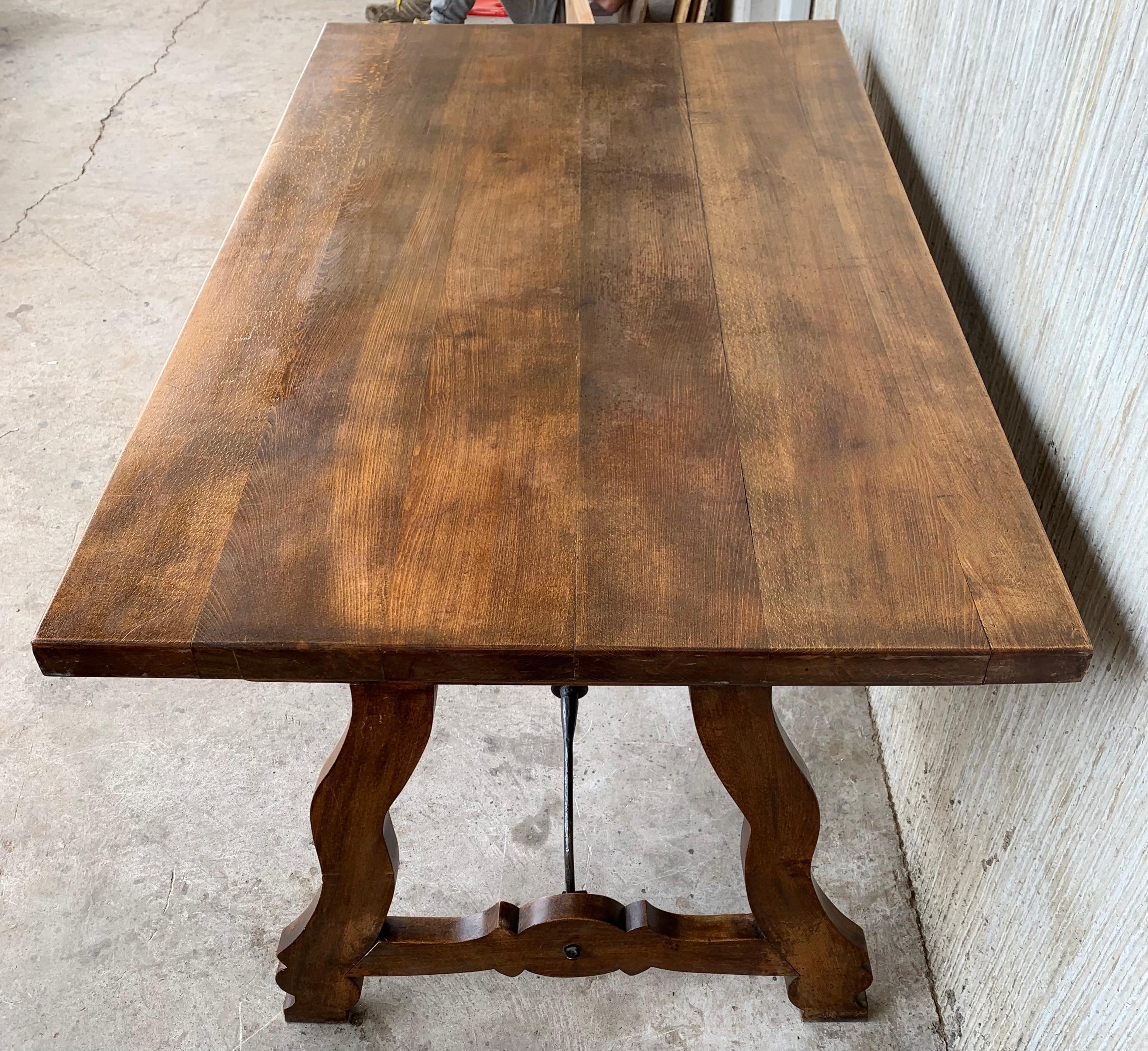 Mid-19th Century 19th Century Solid Walnut Baroque Lyre-Leg Trestle Refectory Desk Writing Table