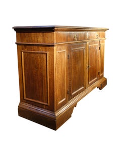 19th Century Solid Walnut Italian 2-Door Credenza with Drawer