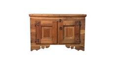 19th-Century Solid Walnut Low Cupboard with Two Doors
