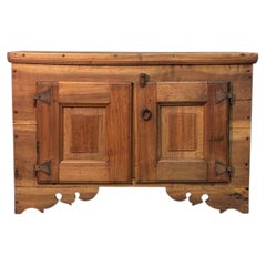 19th-Century Solid Walnut Low Cupboard with Two Doors