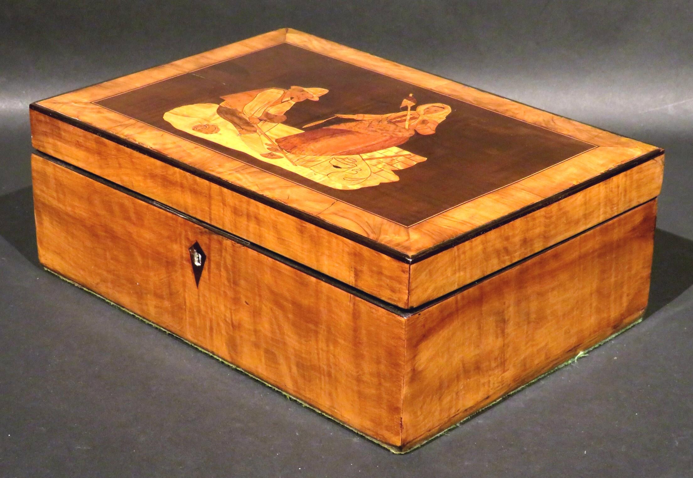 19. Jahrhundert Sorrento Intarsien-Schmuckkästchen / Trinket Box, Italien um 1880 (Volkskunst) im Angebot