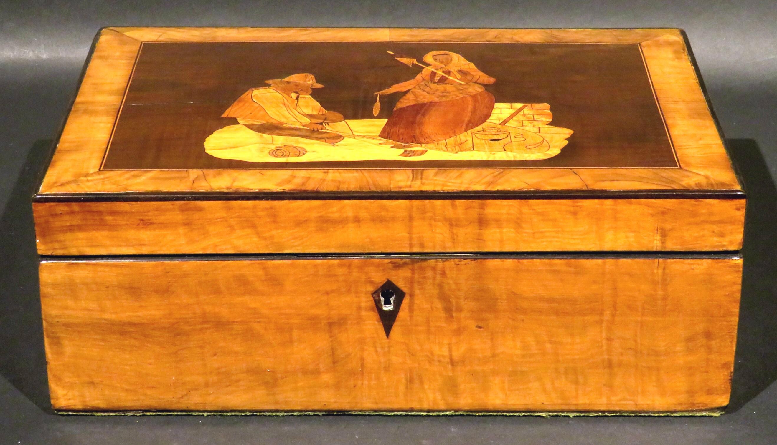 19. Jahrhundert Sorrento Intarsien-Schmuckkästchen / Trinket Box, Italien um 1880 (Italienisch) im Angebot