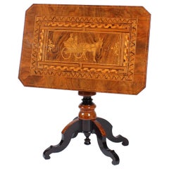 19th Century Sorrento Side Table, Walnut, Marquetry, Inlay, Tavolo da Salotto