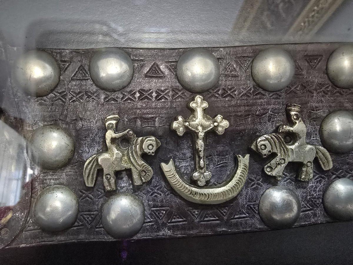 19th Century South American Colonial Silver and Leather Belt – Framed For Sale 1