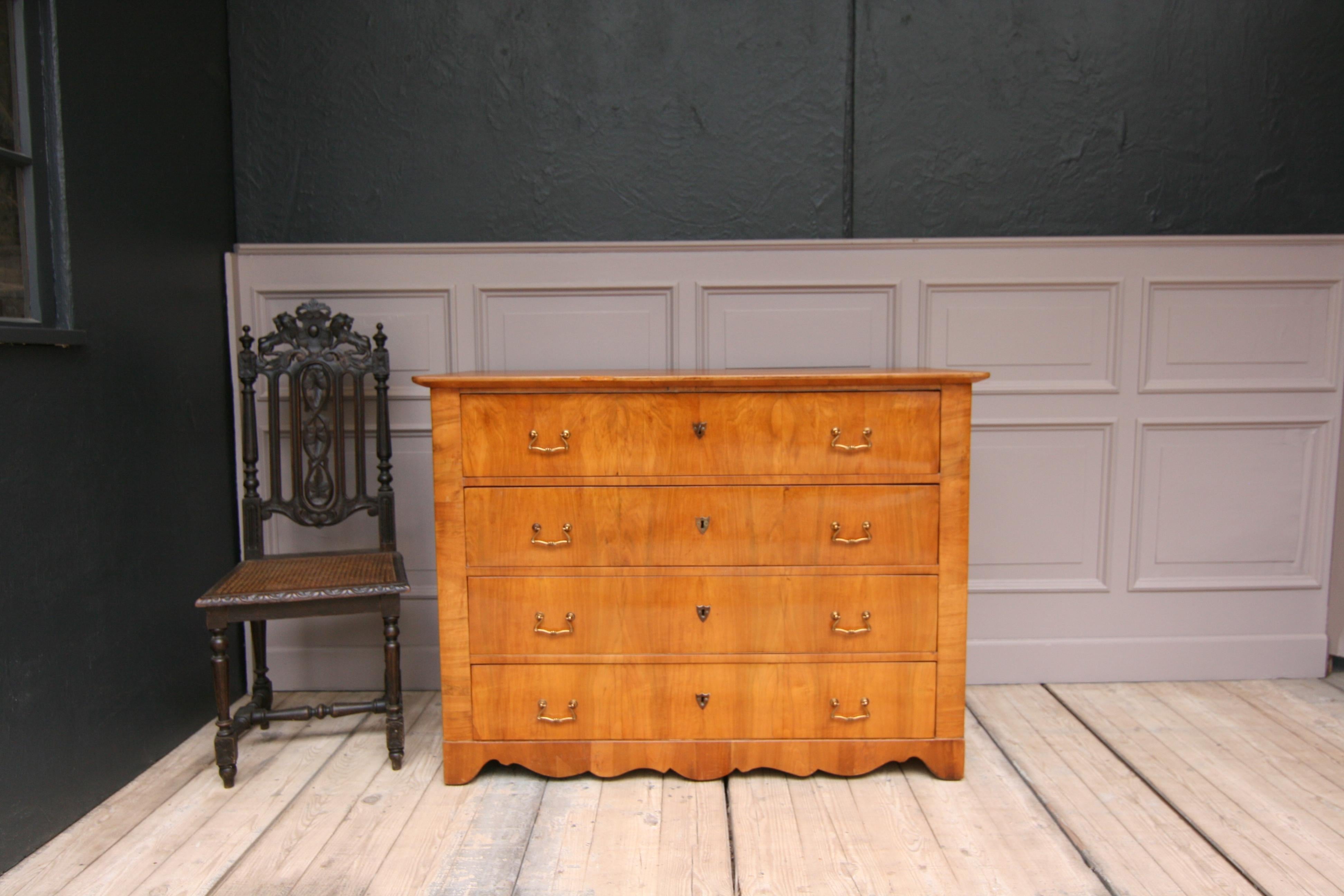 Biedermeier chest of drawers from southern Germany, circa 1850.

Dimensions: 
94 cm high / 37 inch high,
127 cm wide / 50 inch wide, 
63 cm deep / 24.8 inch deep.
