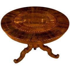 19th Century, South German Biedermeier Marquetry Table Walnut Root Veneer