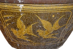 19th Century Southern Chinese Painted Ceramic Bathtub from Annan with Greek Key