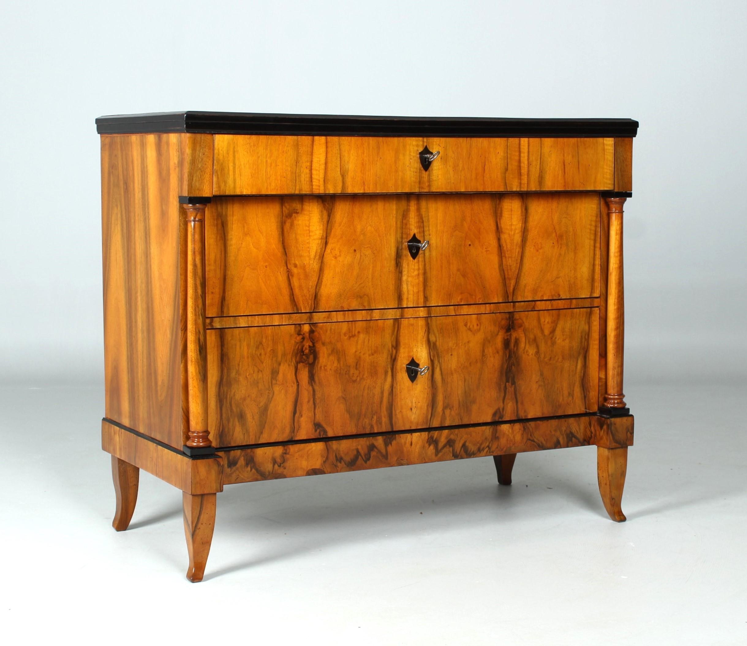19th Century Southern German Biedermeier Chest of Drawers, Walnut, C ...