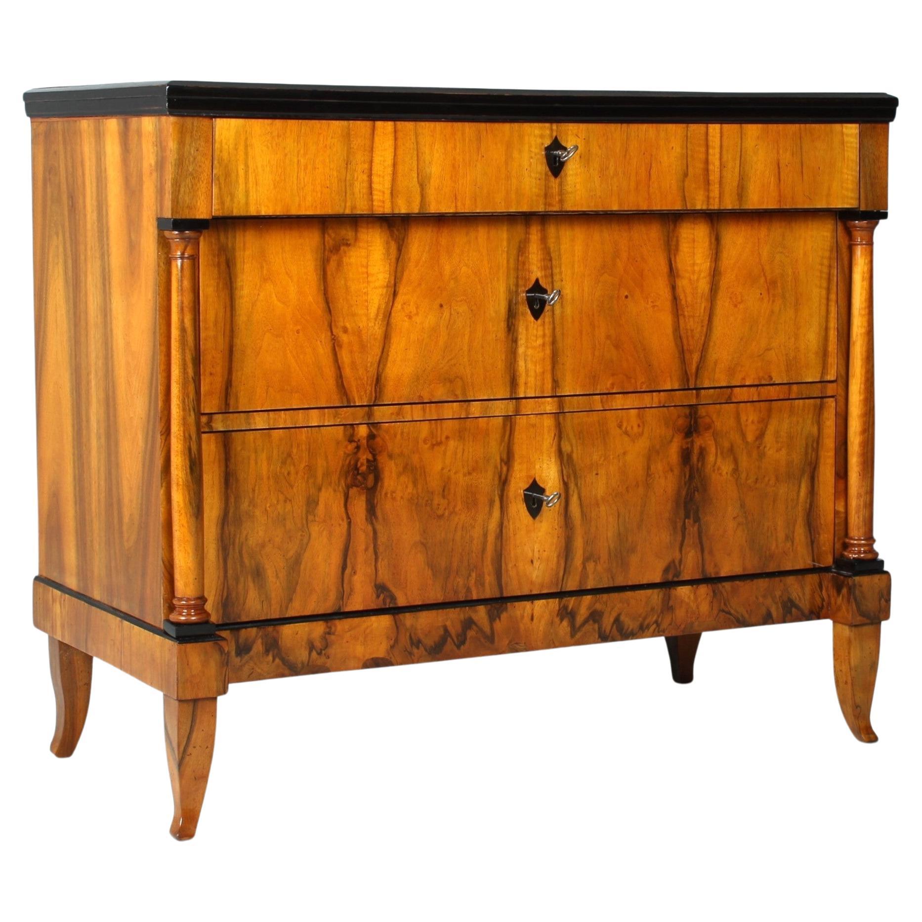 19th Century Biedermeier Walnut Half Cabinet, Southern Germany, c. 1820 ...