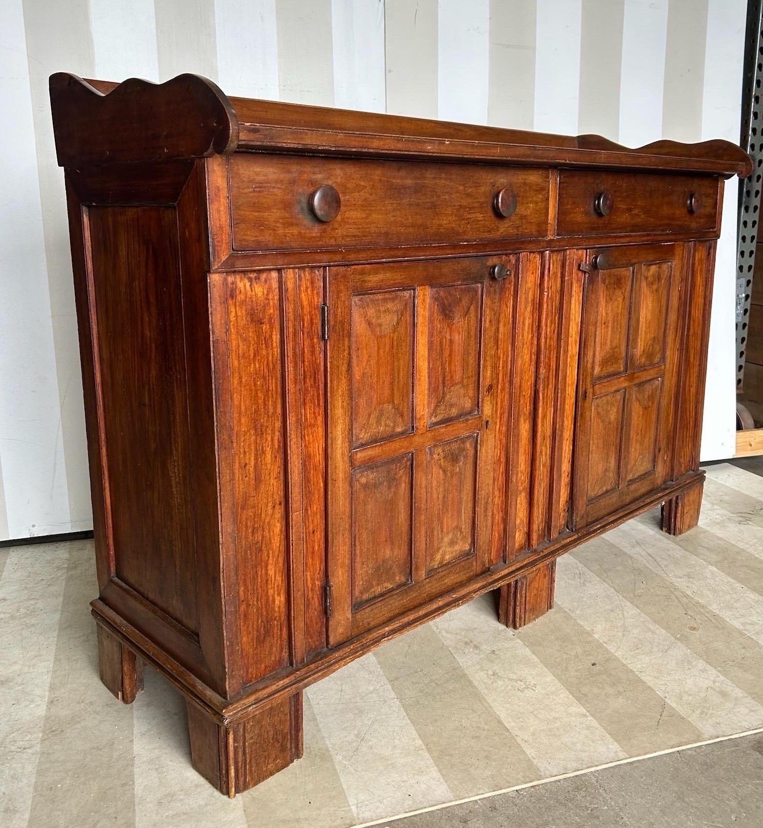 Great Vernacular 19th Century Southern Raised Panel Sideboard, likely from Virginia or Maryland. Walnut, Yellow Pine and Poplar. Sophisticated backcountry piece 