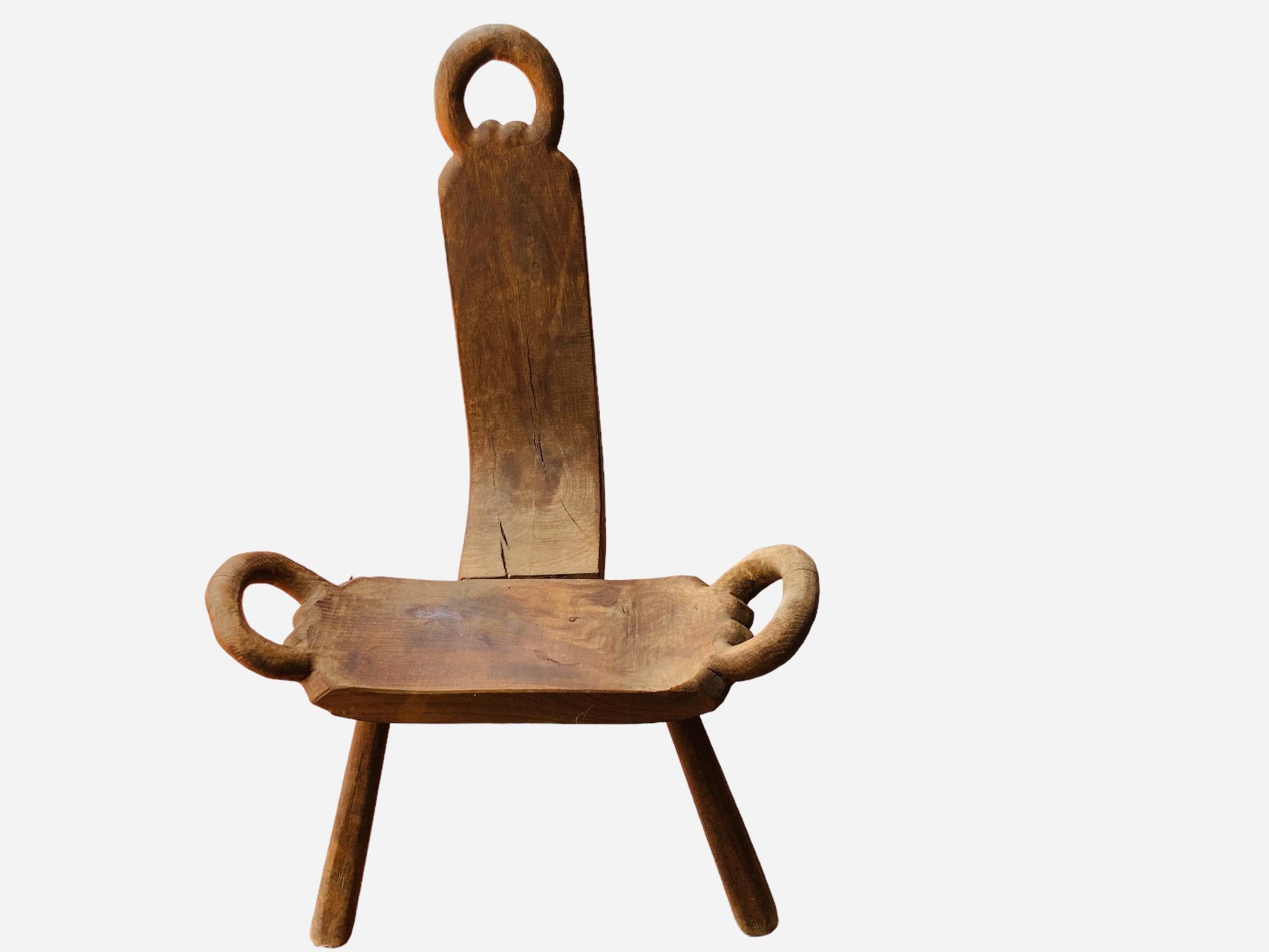 19th Century Spaniard Tripod Birthing Chair 2