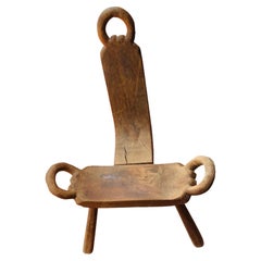 Antique 19th Century Spaniard Tripod Birthing Chair