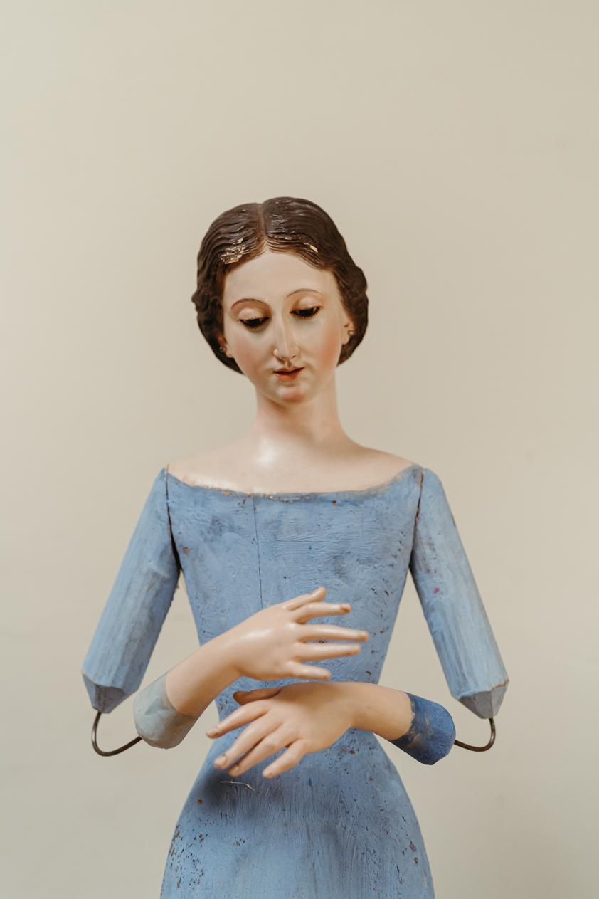 Hand-Painted 19th Century Spanis Santos Figure For Sale