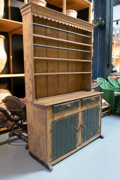 19th Century Spanish 2-Doors 2-Drawers Painted Wooden Silverware Cupboard