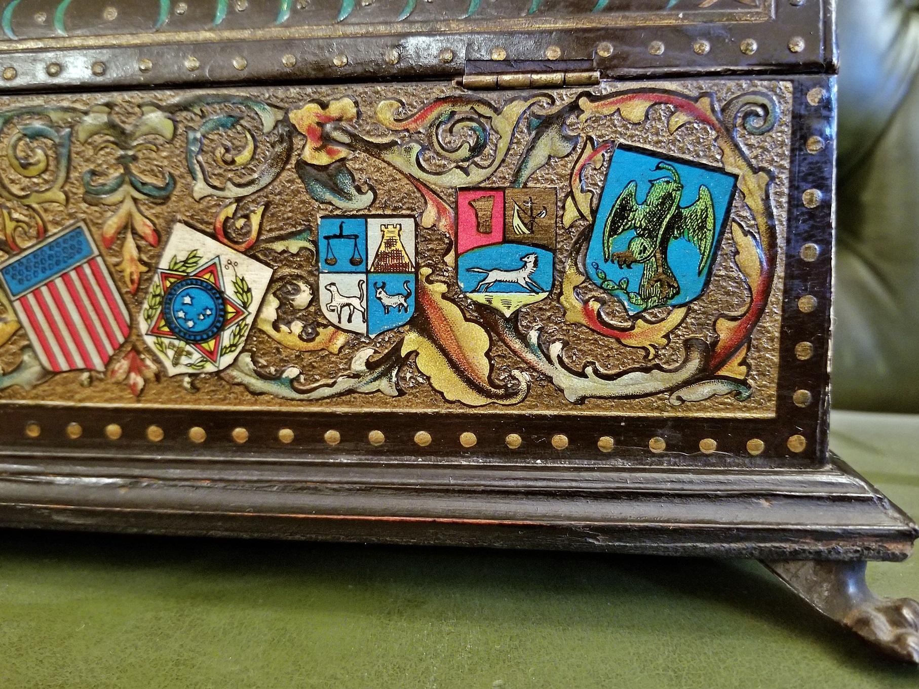 19th Century Spanish and South American Toledo Papier Mache Trinket Box 11