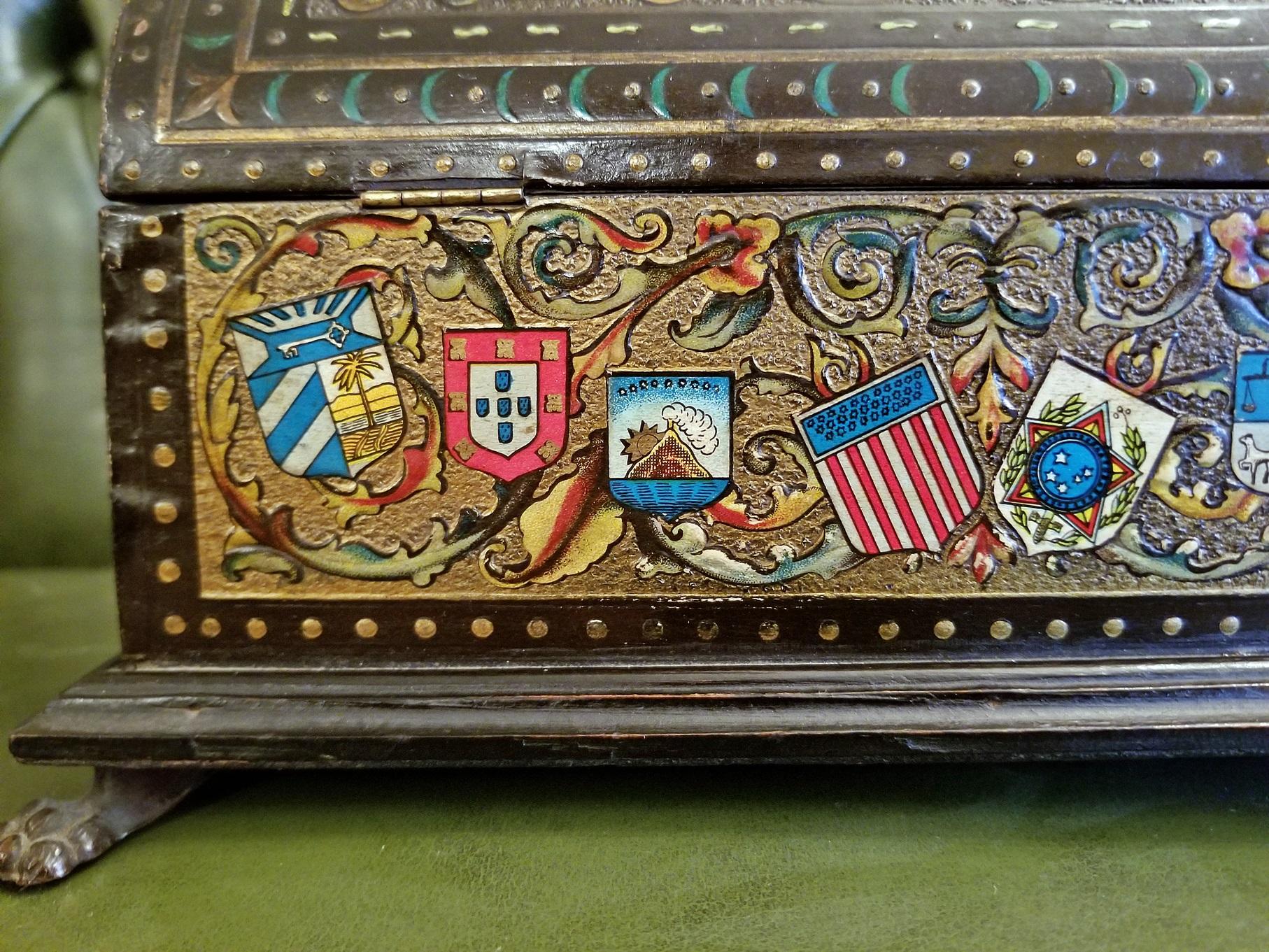 19th Century Spanish and South American Toledo Papier Mache Trinket Box 12