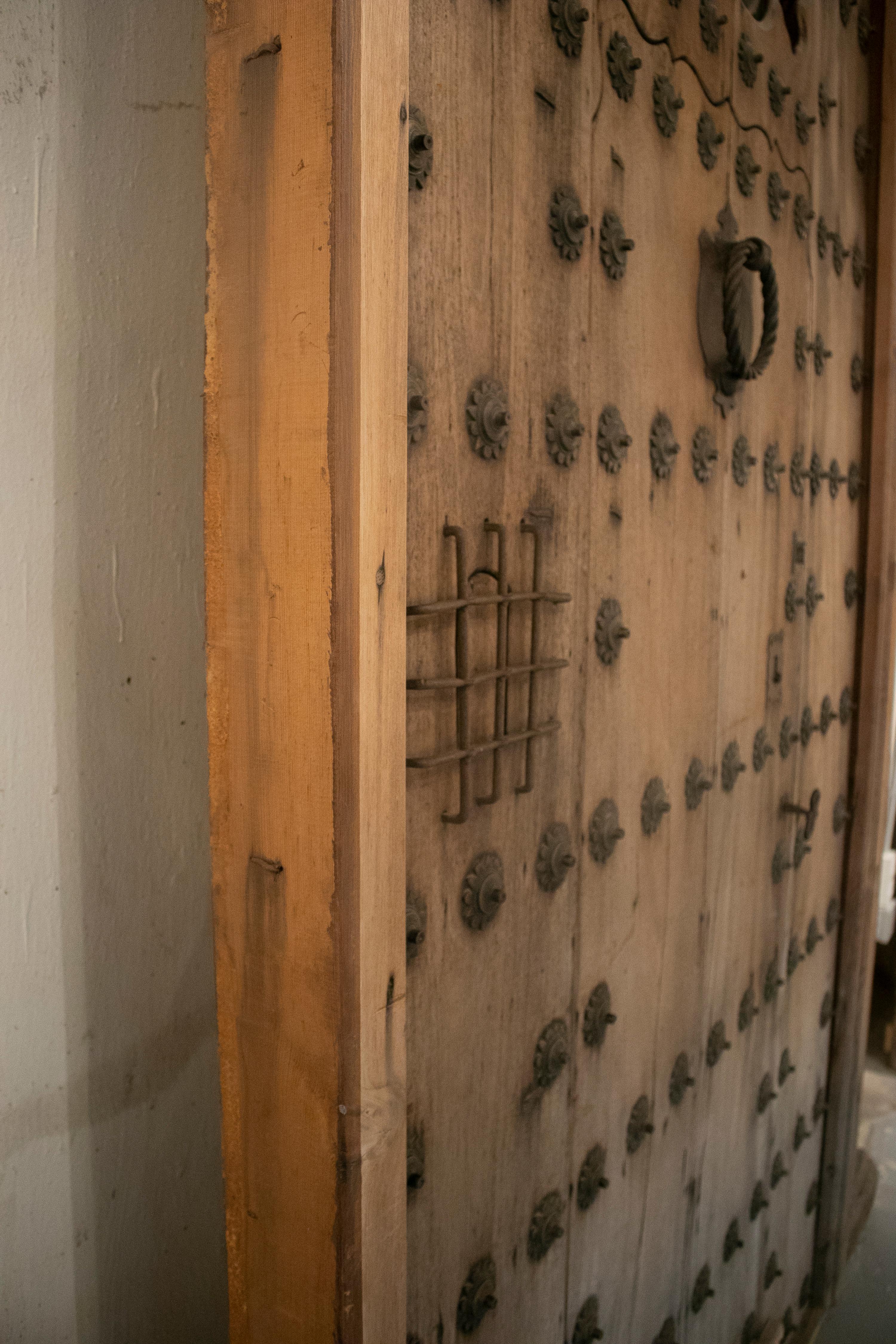 19th Century Spanish Andalusian Iron Studded Main Door w/ Frame In Good Condition In Marbella, ES