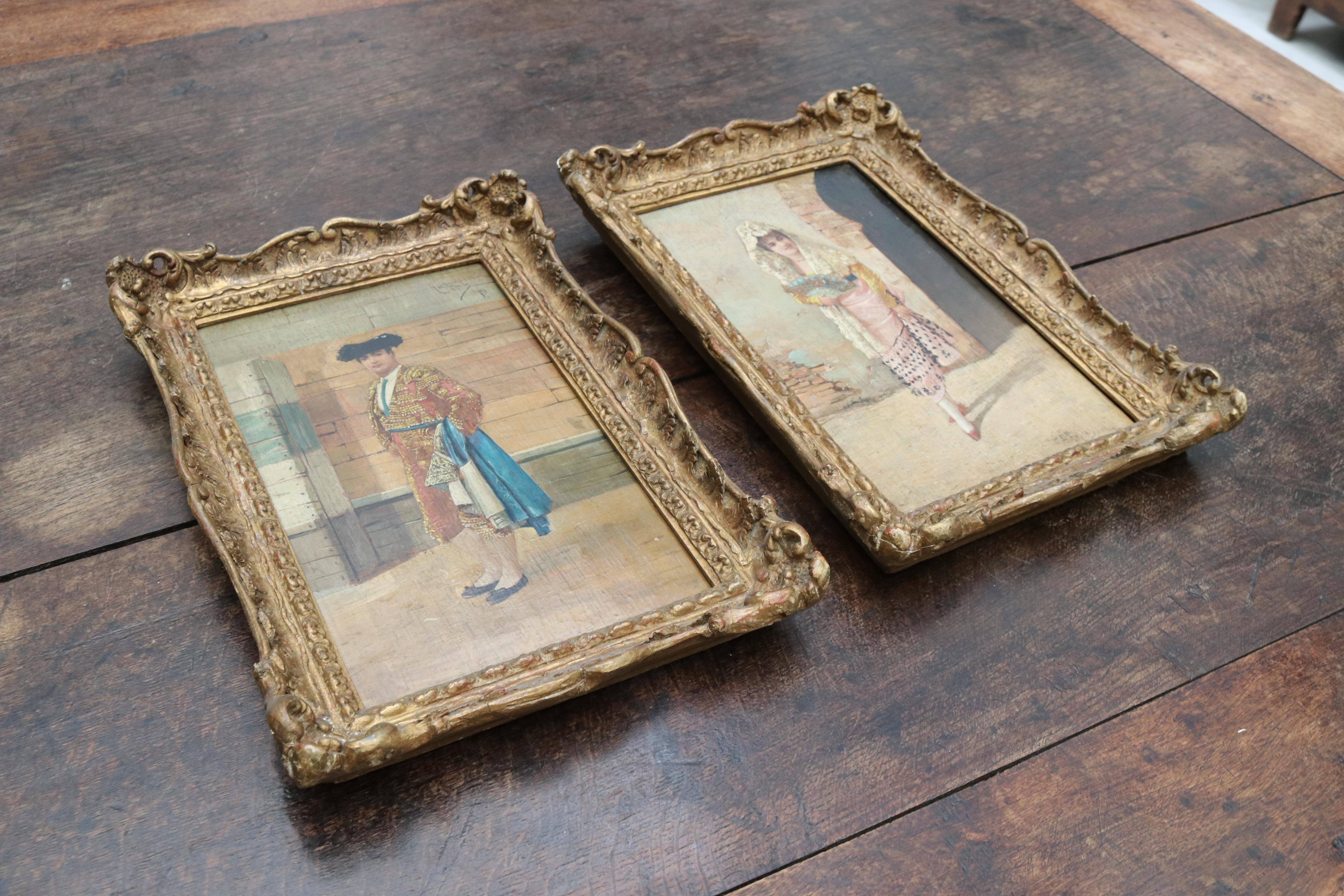 Paire de peintures espagnoles Andalouises du 19ème siècle par A. del Aguila en vente 4