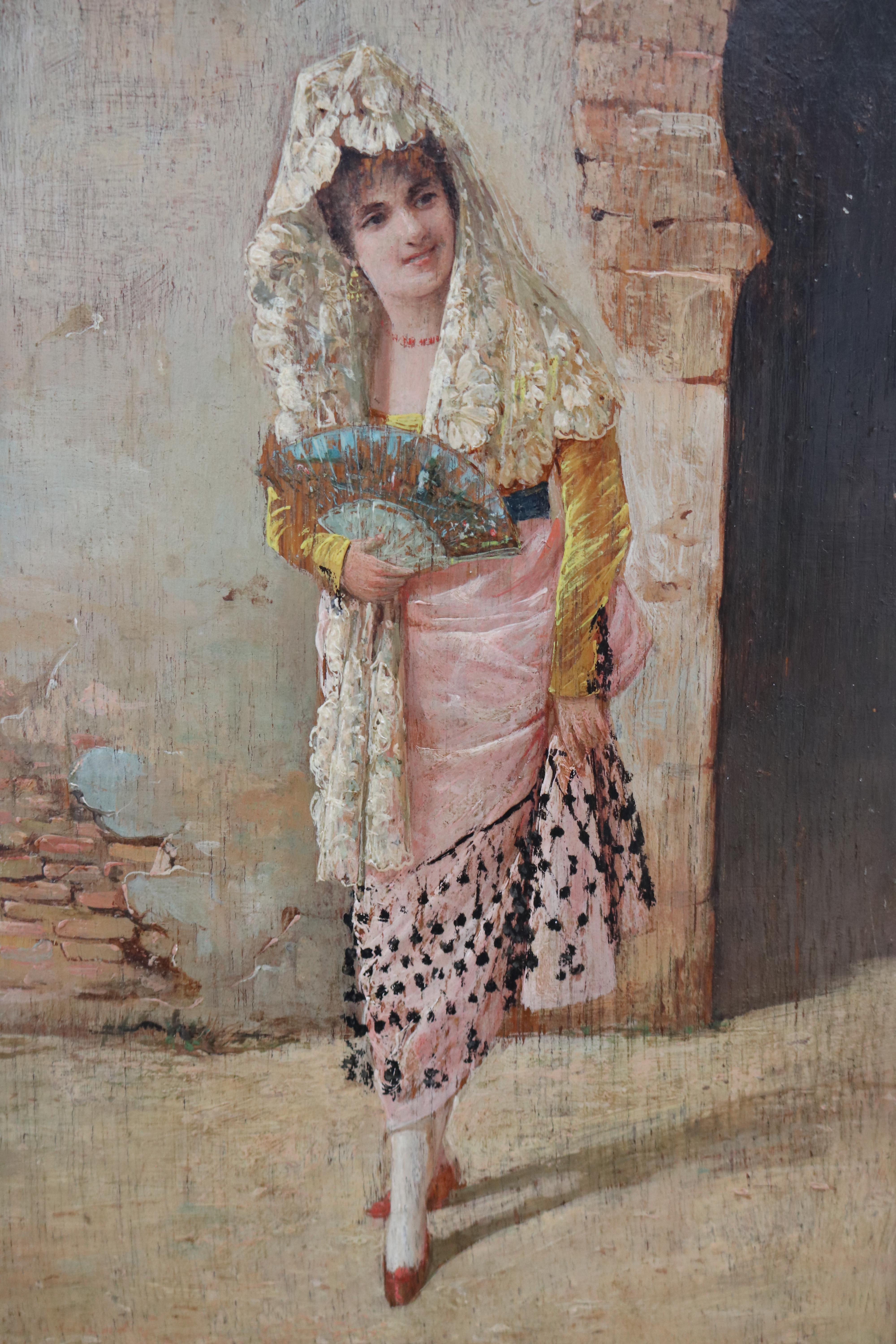 paire de tableaux andalous du 19ème siècle encadrés par A. del Aguila, représentant un torero et une dame habillée pour l'occasion avec le costume traditionnel. 

Dimensions avec cadre : 30.5 x 25 x 2.