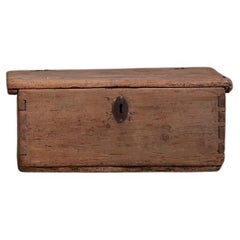 19th Century Primitive Antique Wooden Box from Spain