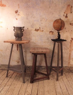 Spanish Pottery Studio Sculpture Stand in Brown Patinated Wood