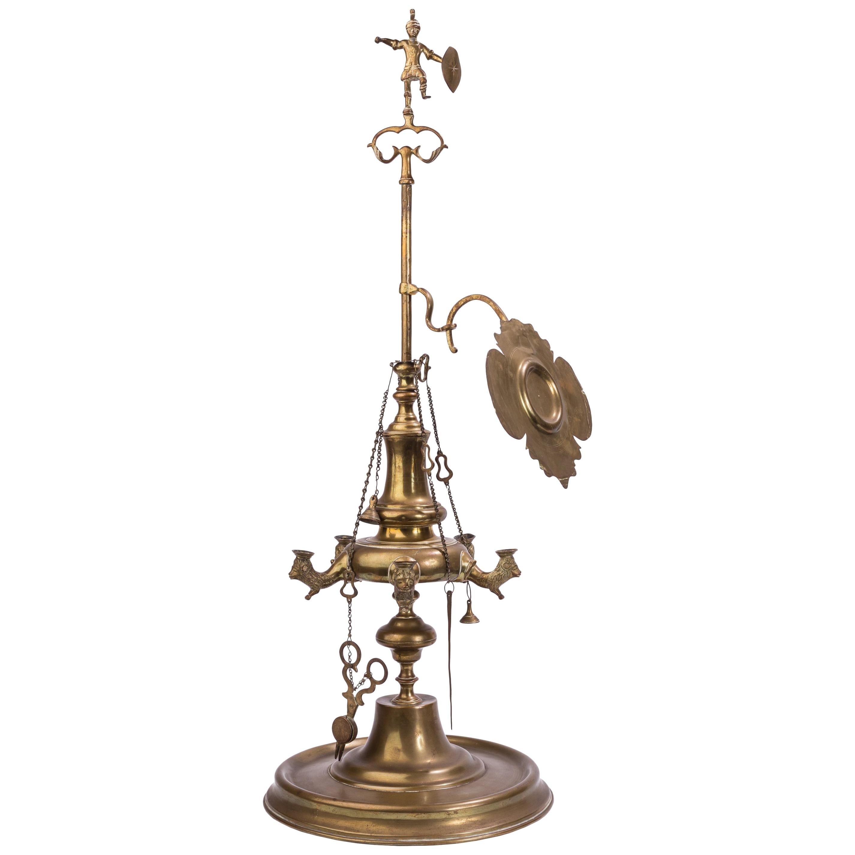 19th Century Spanish Arab Islamic Style Brass Oil Lamp with Alhambra ...